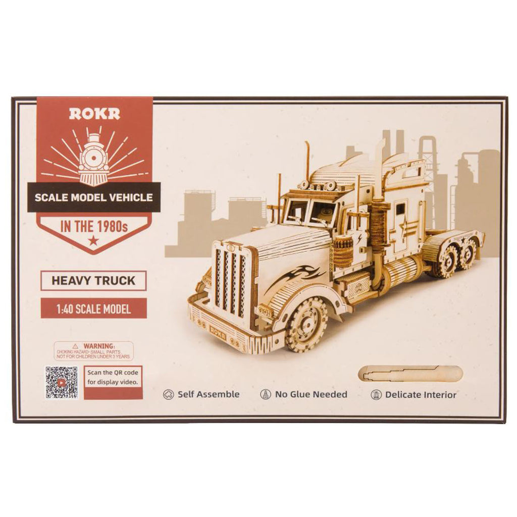 Robotime Rokr In The 1980s Heavy Truck 1:40 Scale Wooden Model Kit - Radar Toys