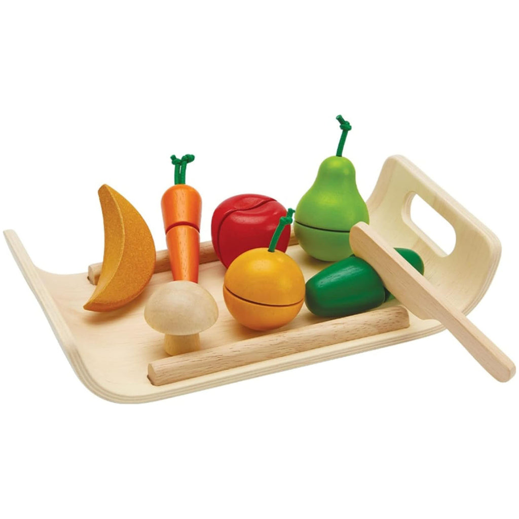 Plan Toys Assorted Fruit And Vegetables Wooden Playset - Radar Toys