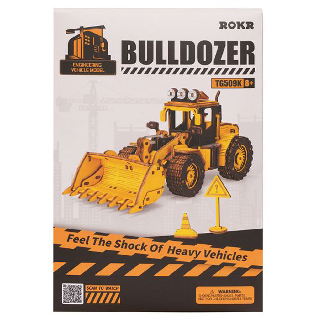 Rokr Bulldozer Engineering Vehicle Wooden Model Kit