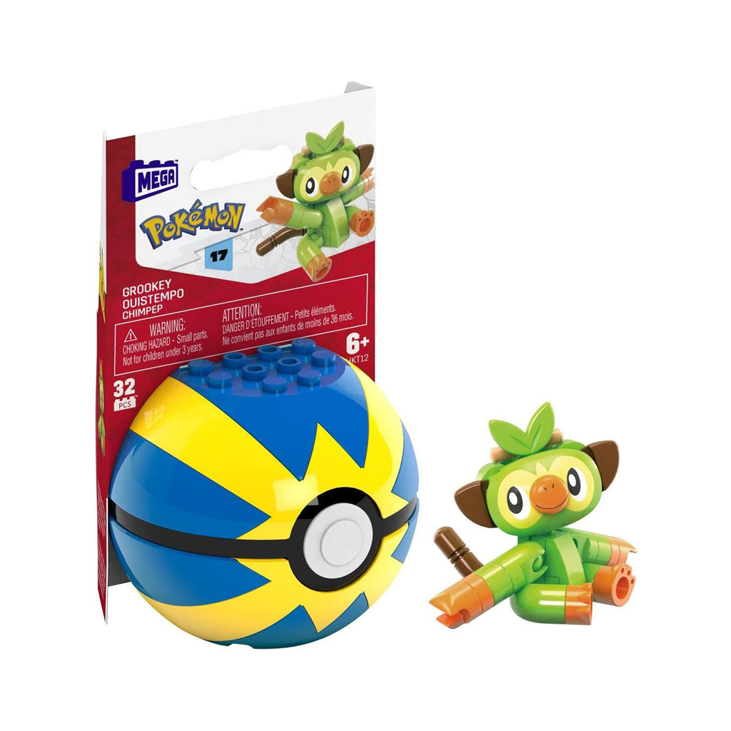 Mega Construx Pokemon Grookey Quick Ball Building Set - Radar Toys