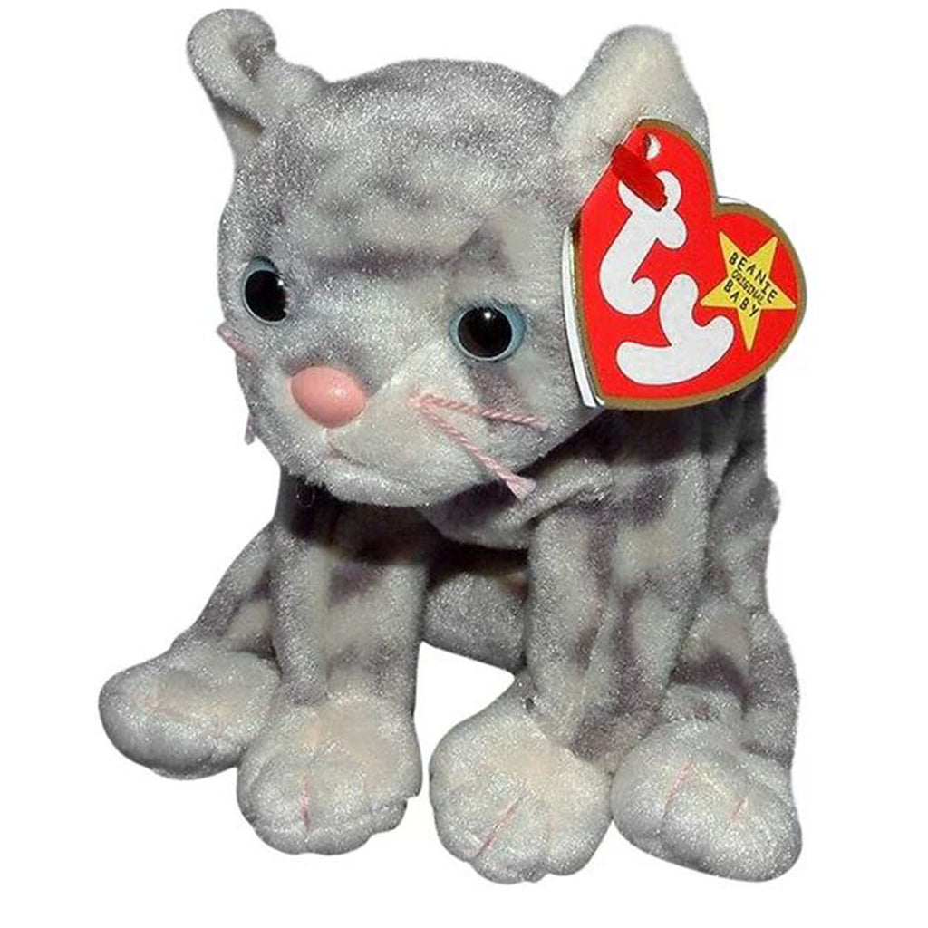 Ty Silver II Tabby Gray Cat Beanie Baby 6 Inch Plush Figure