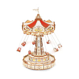 Robotime Rokr Magical Amusement Park Swing Ride Musical Wooden Model Kit - Radar Toys