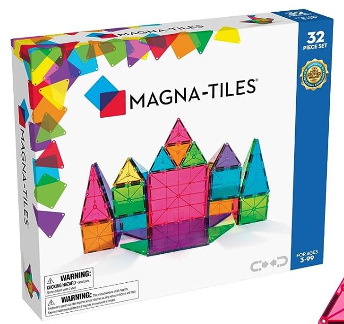 Magna-Tiles Clear Color 32 Piece Magnetic Tile Building Set