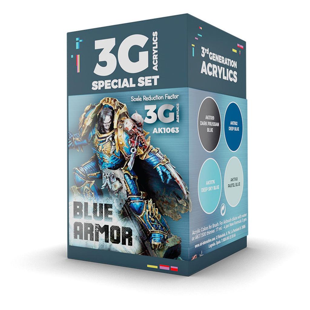 AK Interactive 3G Wargame Color Blue Armor Paint Set