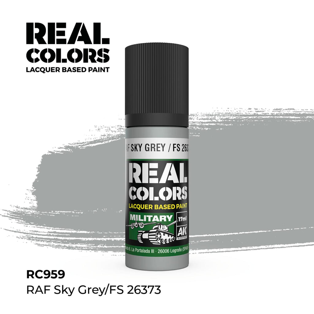AK Real Colors RAF Sky Grey FS 26373 Lacquer Paint 17mL - Radar Toys