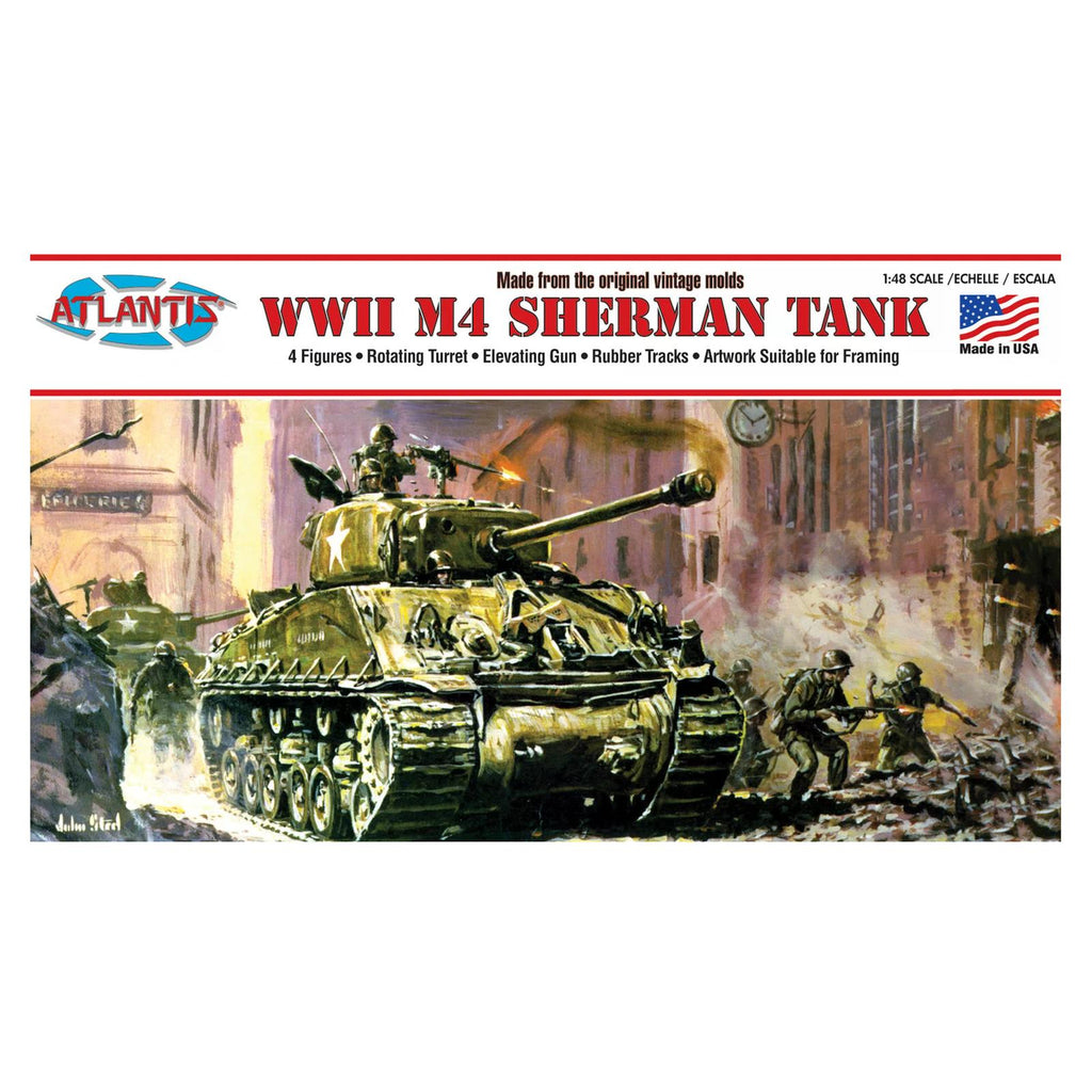 Atlantis WWII M4 Sherman Tank 48th Scale Military Model Kit