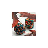 Foam Brain Dragon Scale Blue Fire Metal RPG Dice Set - Radar Toys