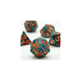 Foam Brain Dragon Scale Blue Fire Metal RPG Dice Set - Radar Toys
