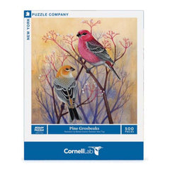 New York Puzzle Pine Grosbeaks 500 Piece Jigsaw Puzzle