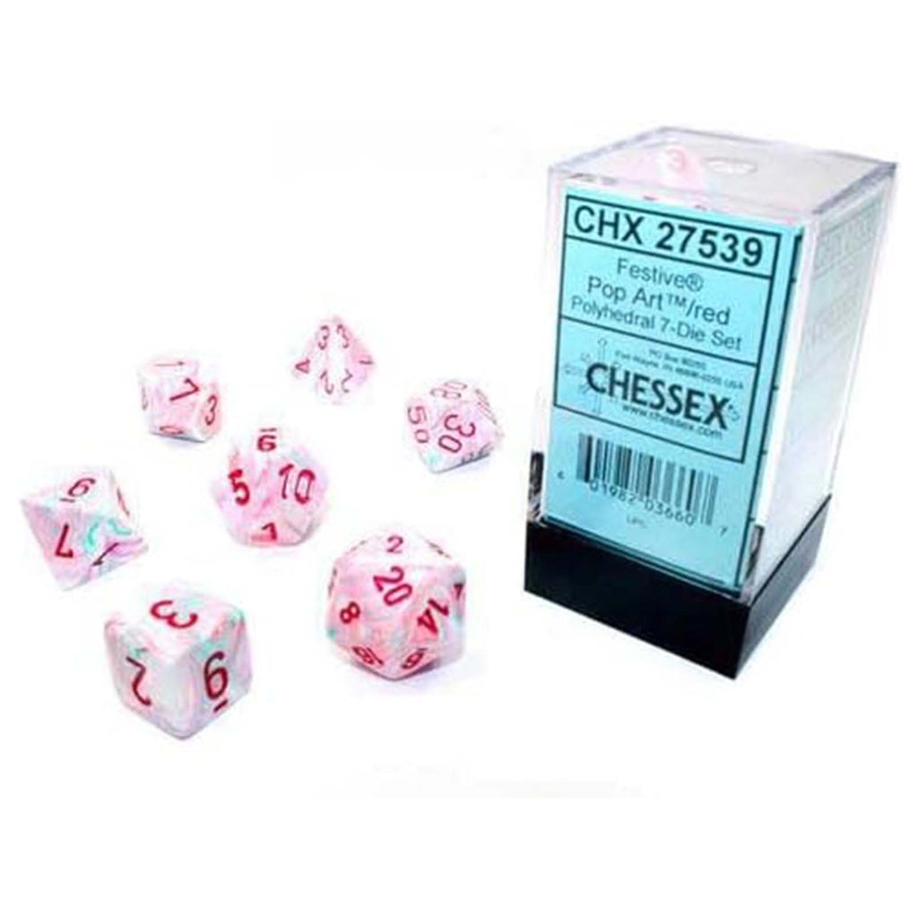 Chessex Festive Pop Art Red D10s Set 27339