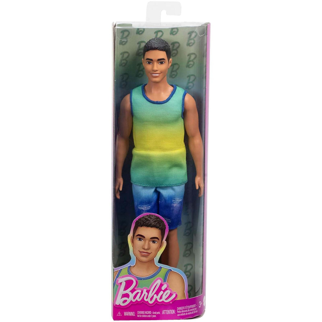 Mattel Barbie Brunette Blue And Green Shirt And Jean Shorts Ken Doll