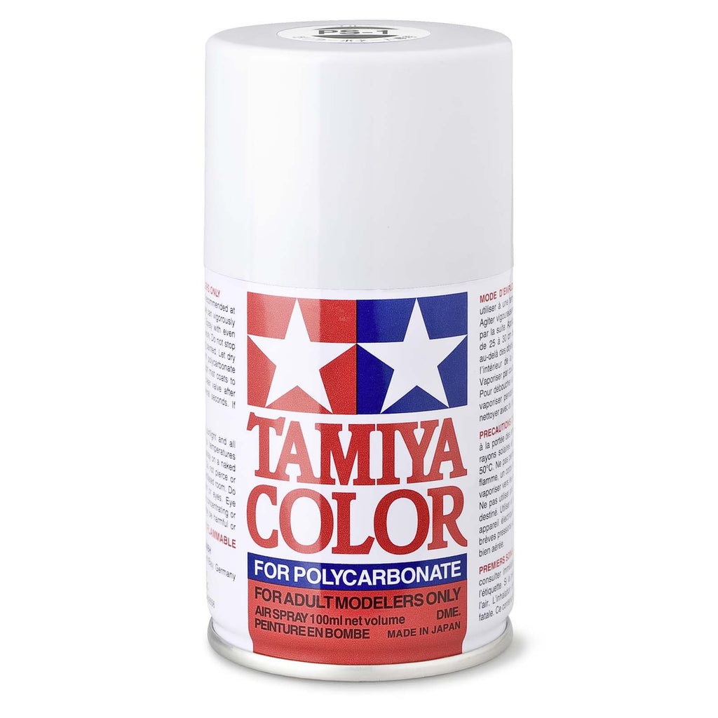 Tamiya Color For Polycarbonate PS-1 White 100mL Spray Paint Can TAM86001