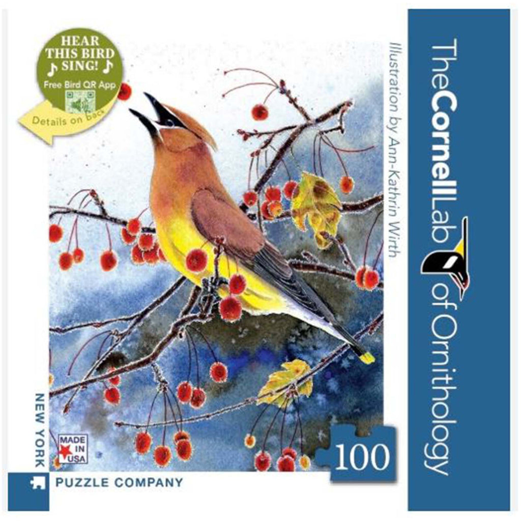 New York Puzzle Cedar Waxwing 100 Piece Mini Jigsaw Puzzle