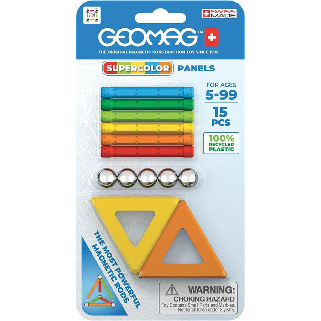 Geomag Supercolor Panels 15 Piece Magnetic Building Set - Radar Toys