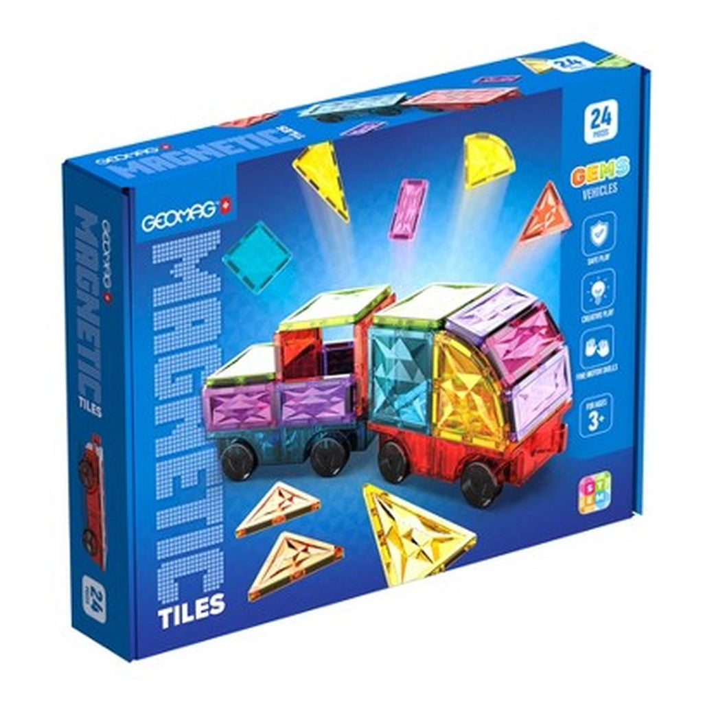 Geomag Tiles Gems Vehicles 24 Piece Building Set