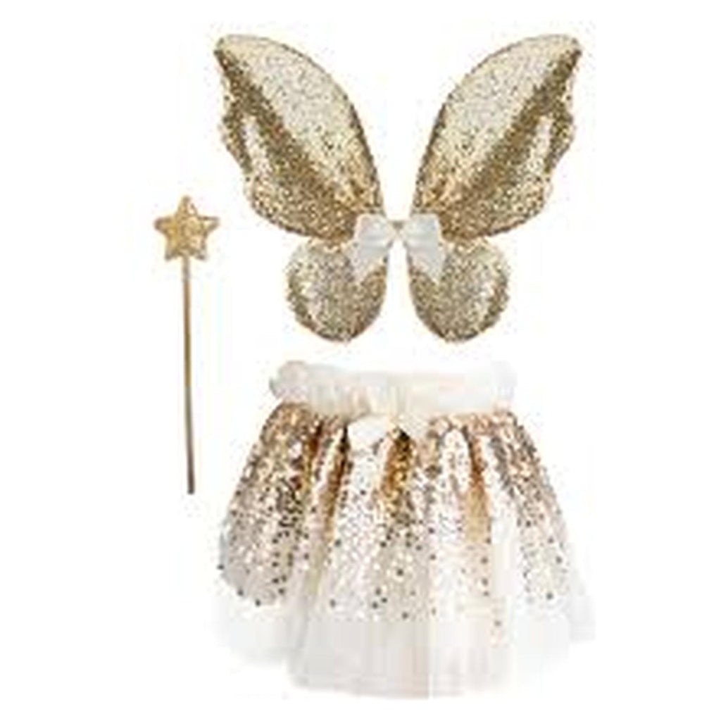 Great Pretenders Gracious Gold Sequins Skirt With Wings And Wand Size 4-6 - Radar Toys