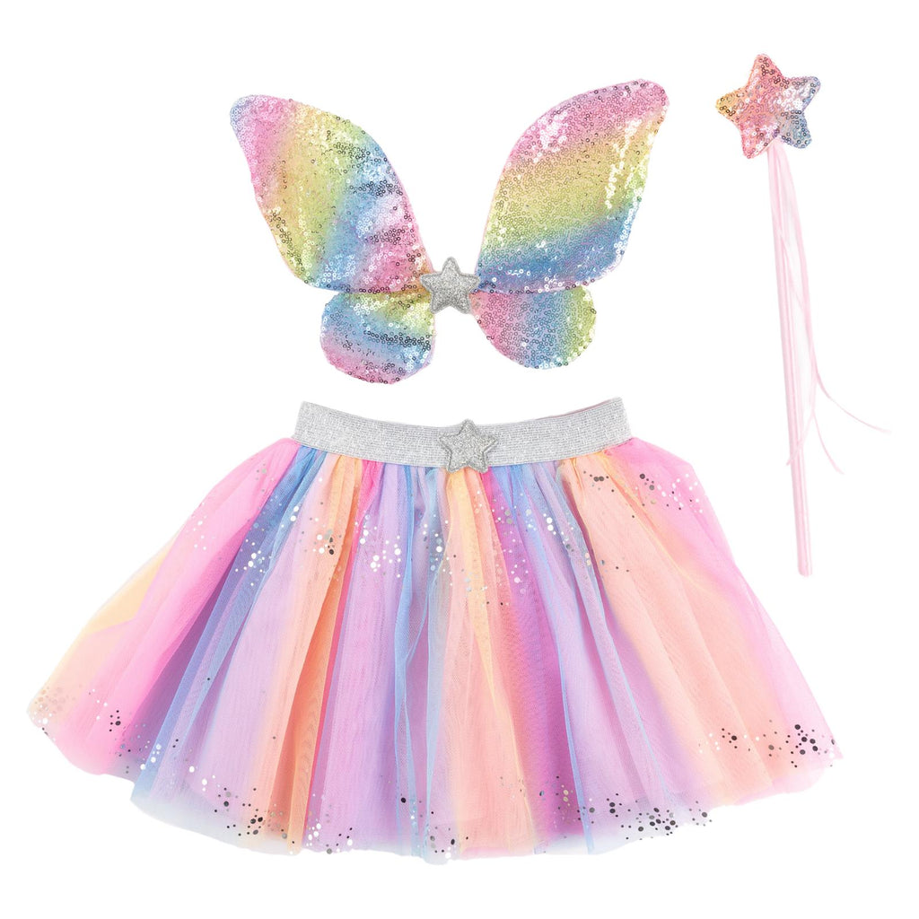 Great Pretenders Rainbow Sequins Skirt With Wings And Wand Size 4-6 - Radar Toys