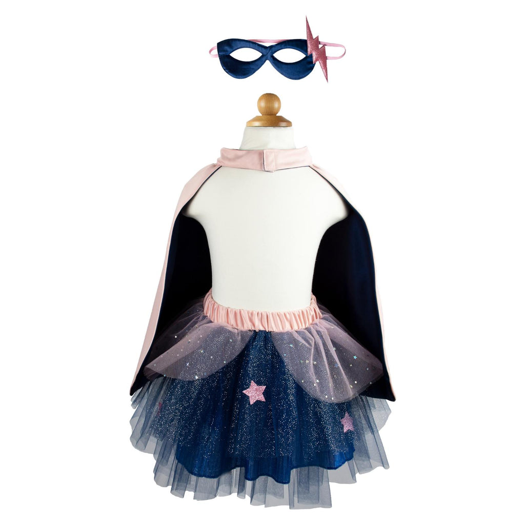 Great Pretenders Super Duper Pink Navy Tutu Cape And Mask Size 4-6 - Radar Toys