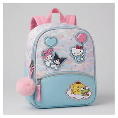 Hello Kitty Pom Dangle Shiny Satin 9 Inch Backpack - Radar Toys