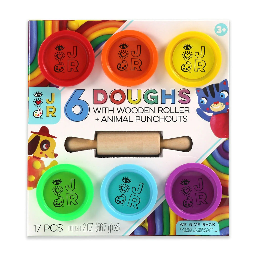 JR 6 Doughs With Wooden Roller And Animal Punchouts - Radar Toys