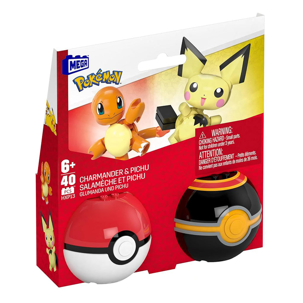 MEGA Pokemon Charmander And Pichu With Poke Balls Building Set - Radar Toys