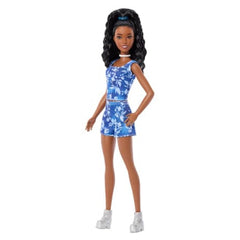 Mattel Barbie Fashionistas Black Hair Blue Floral Outfit Doll - Radar Toys