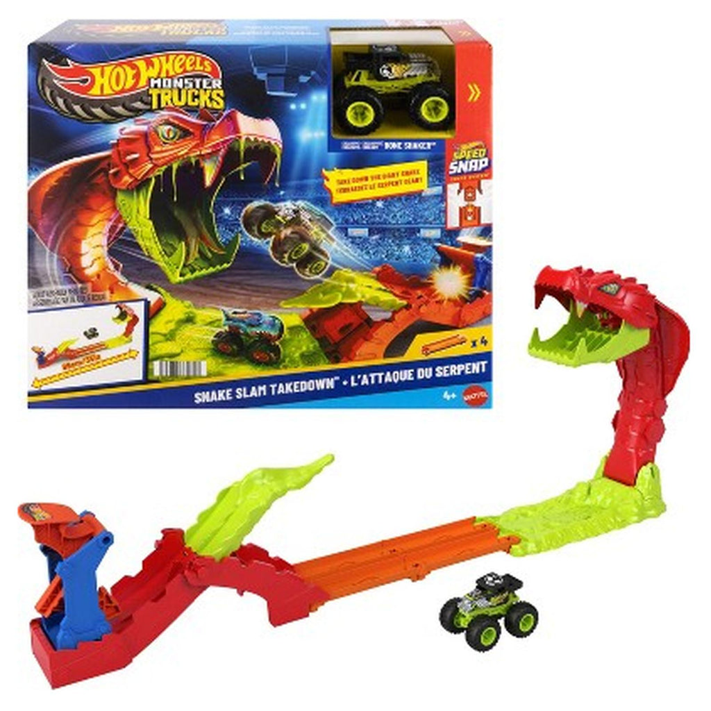 Mattel Hot Wheels Monster Trucks Snake Slam Takedown Track Set