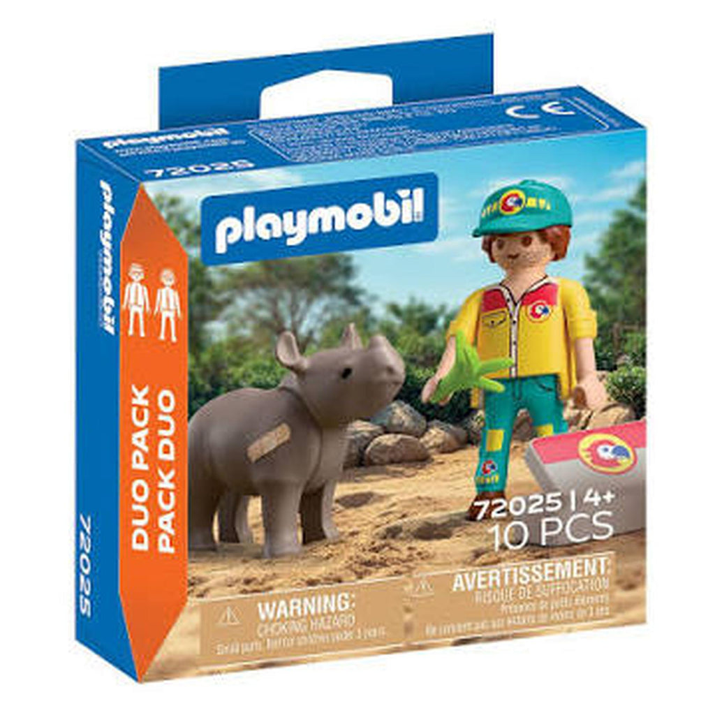 Playmobil Duopack Ranger With Rhino Building Set 72025