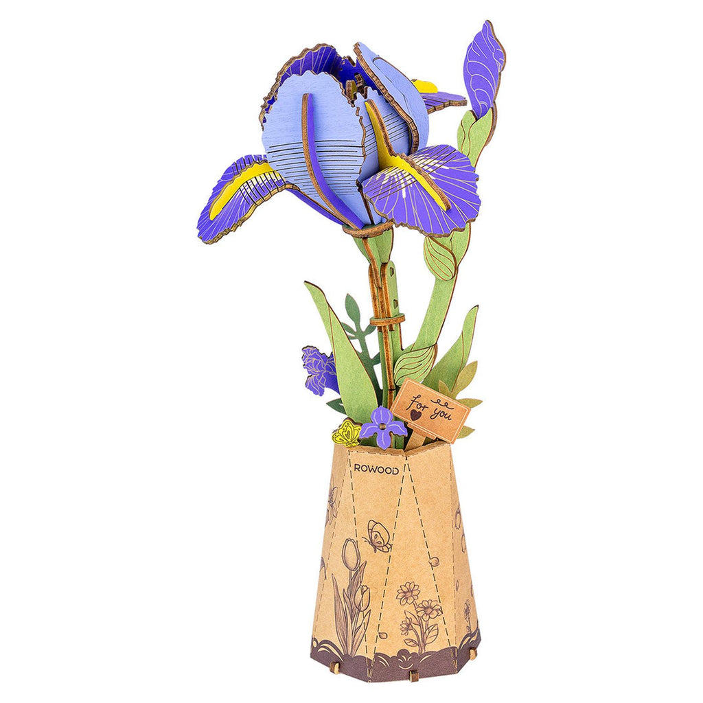 Robotime Rowood Purple Iris Wooden Bloom Craft Model Kit - Radar Toys