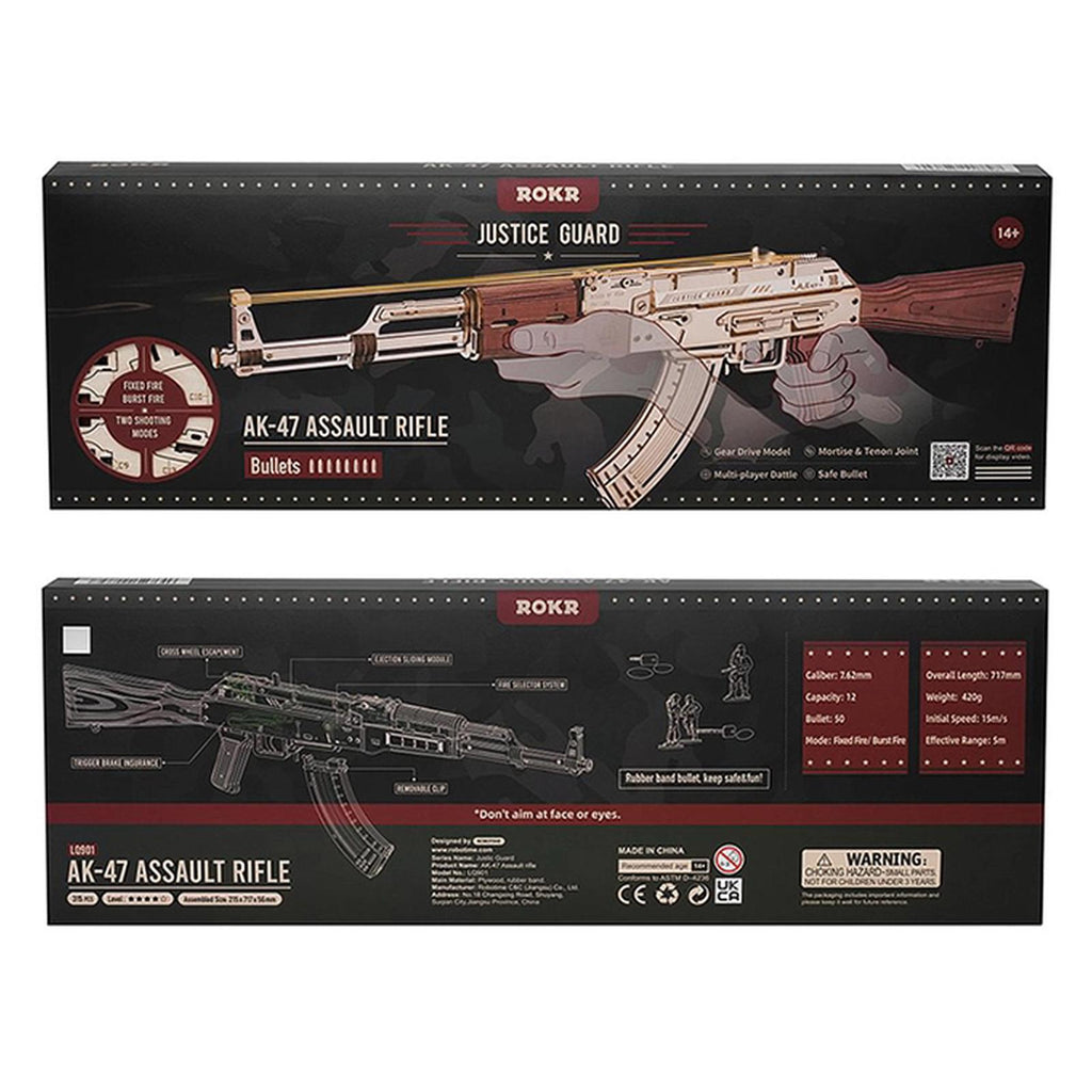 Robotime Rokr AK-47 Rubber Band Assault Rifle Justice Guard Building Set