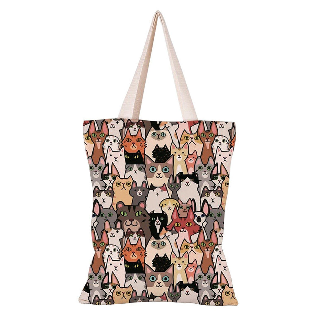 Shagwear Cat Crowd Canvas Reusable Shopping Bag