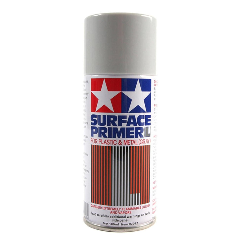 Tamiya For Plastics And Metal Primer Gray 180ml Spray Paint Can TAM87042 - Radar Toys