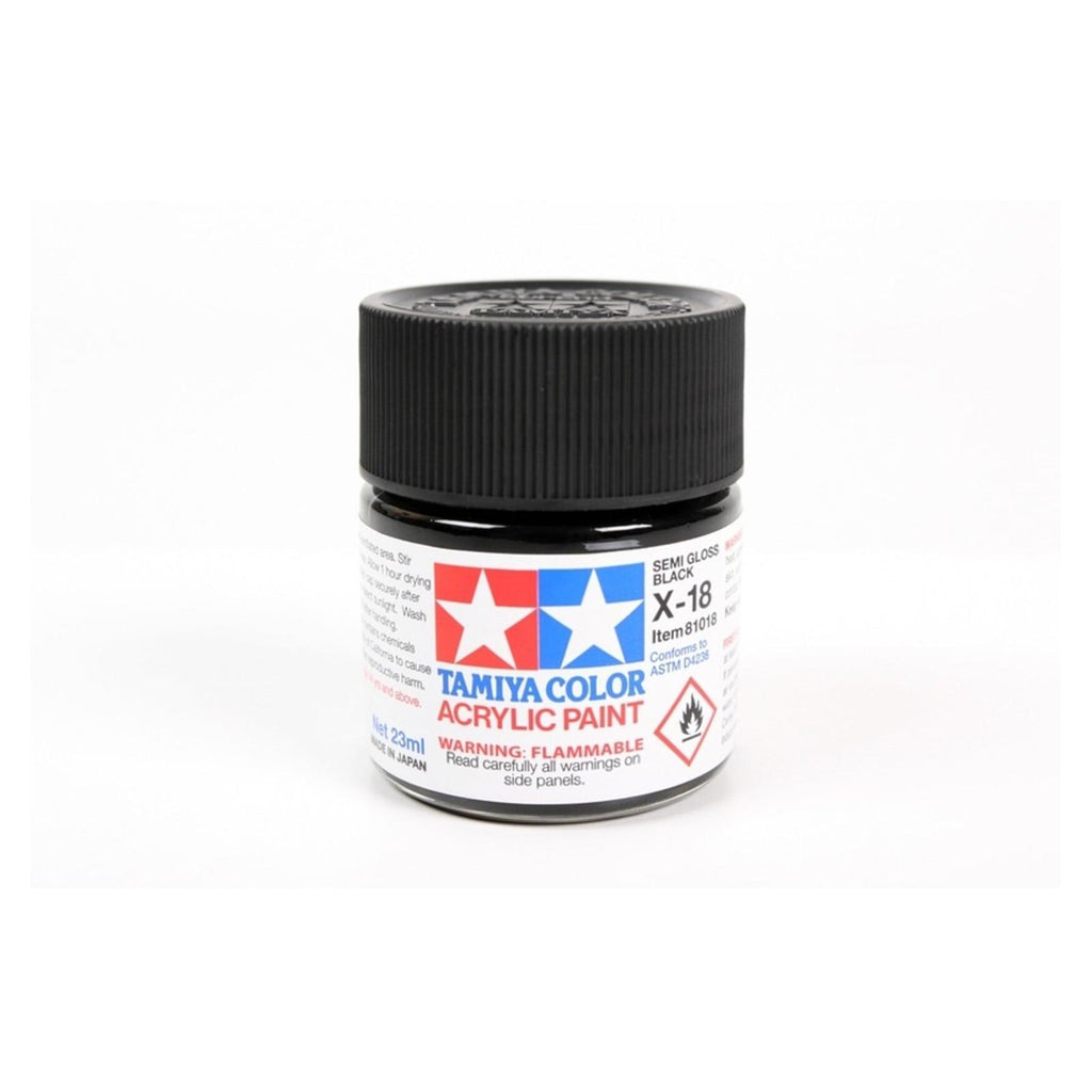 Tamiya Color X-18 Semi-Gloss Black Acrylic Paint 23mL
