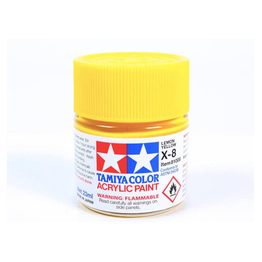 Tamiya Color X-8 Lemon Yellow Gloss Acrylic Paint 23mL