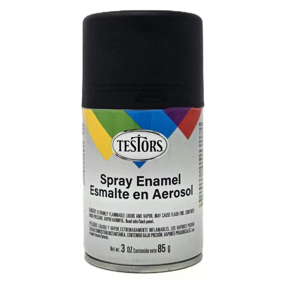 Testors Flat Black Enamel Paint Spray Can 3oz - Radar Toys
