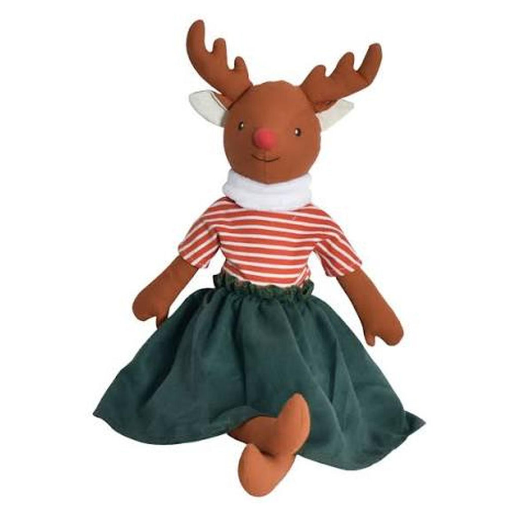 Tikiri Christmas Collection Brown Reindeer In Red Stripe And Green Outfit 19 Inch Plush Figure