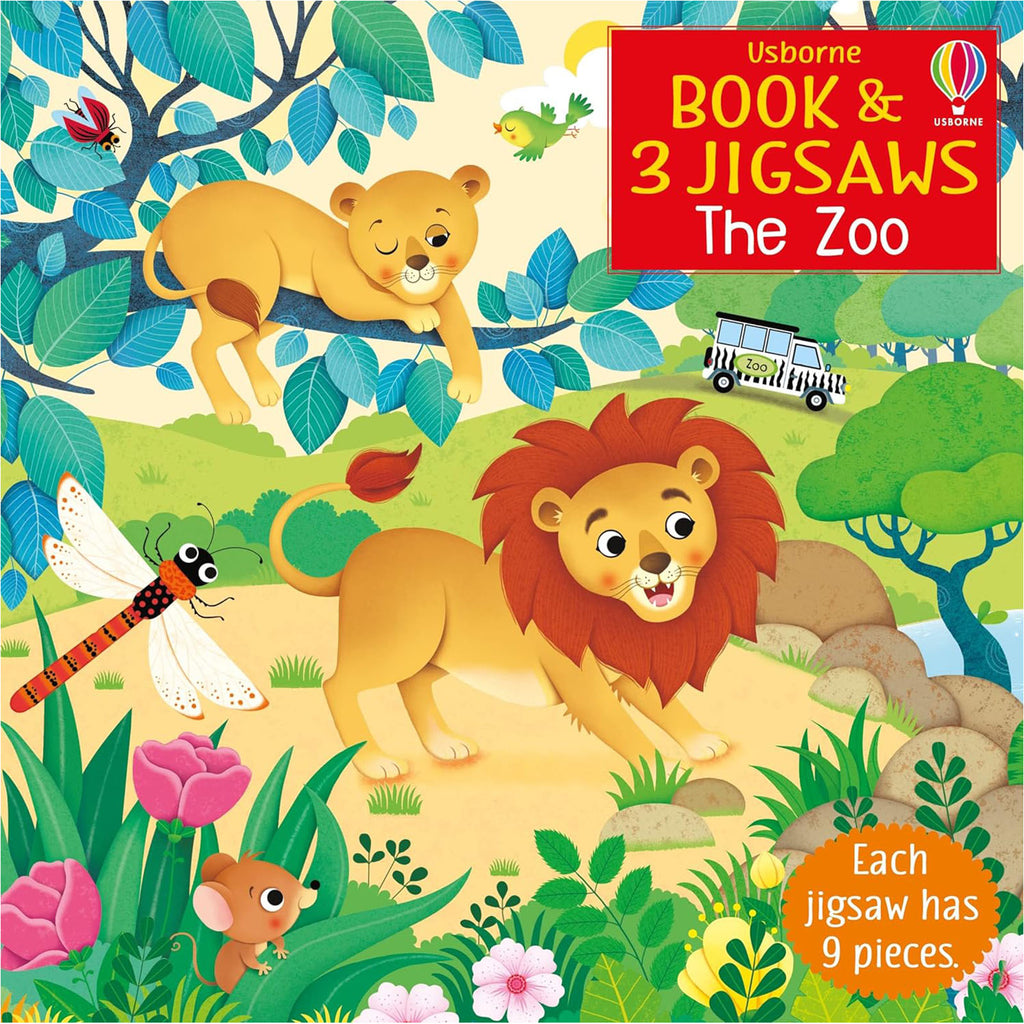 Usborne Book And 3 Jigsaw Puzzles The Zoo Set - Radar Toys