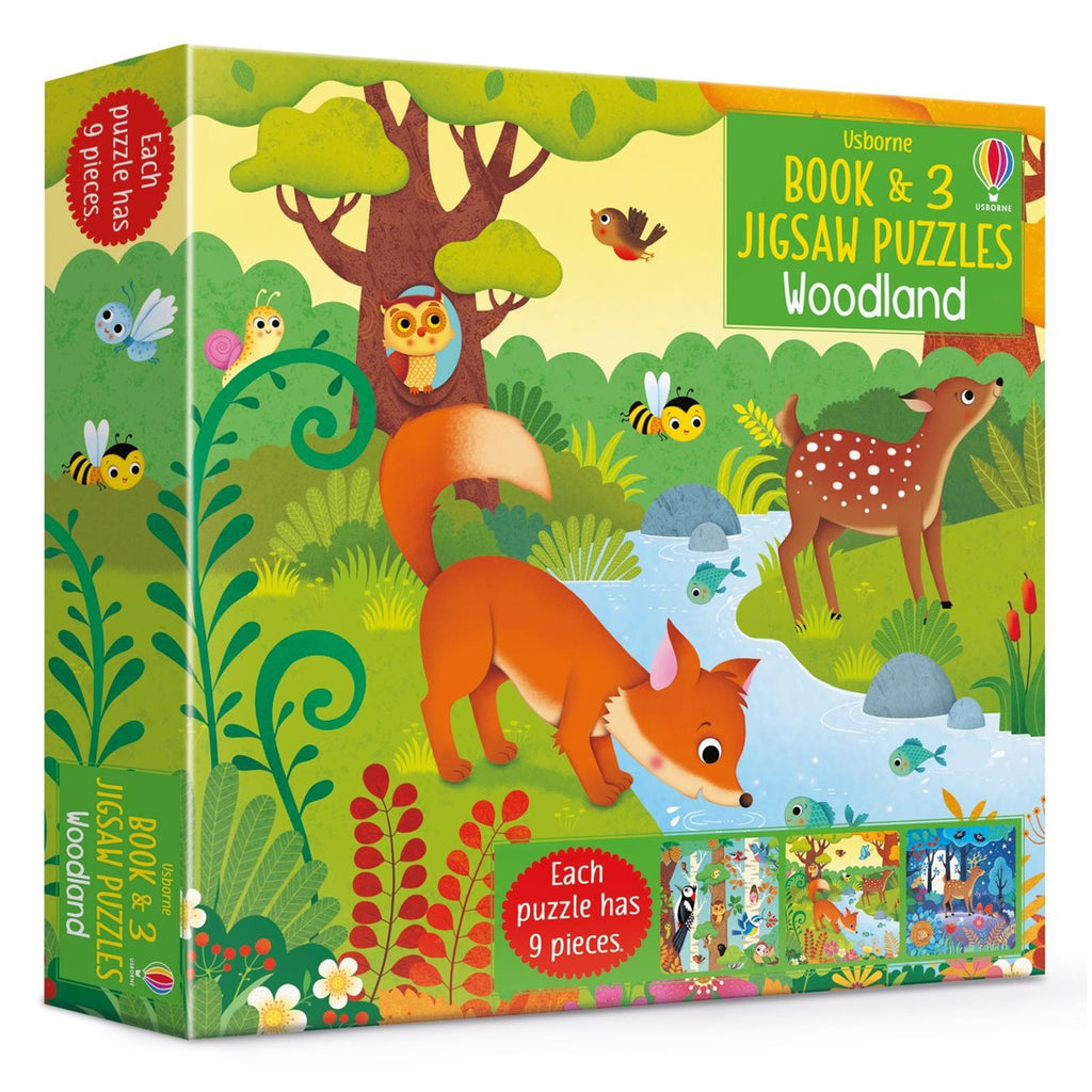 Usborne Book And 3 Jigsaw Puzzles Woodland Set