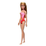 Mattel Barbie Blonde Pink And Orange Swimsuit Beach Doll - Radar Toys