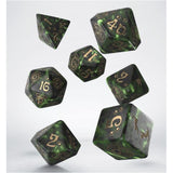 Q-Workshop Cats Pixel Green Black Swirl 7 Piece Dice Set - Radar Toys