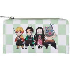 Bioworld Demon Slayer Chibi Characters Checkered Bifold Wallet - Radar Toys