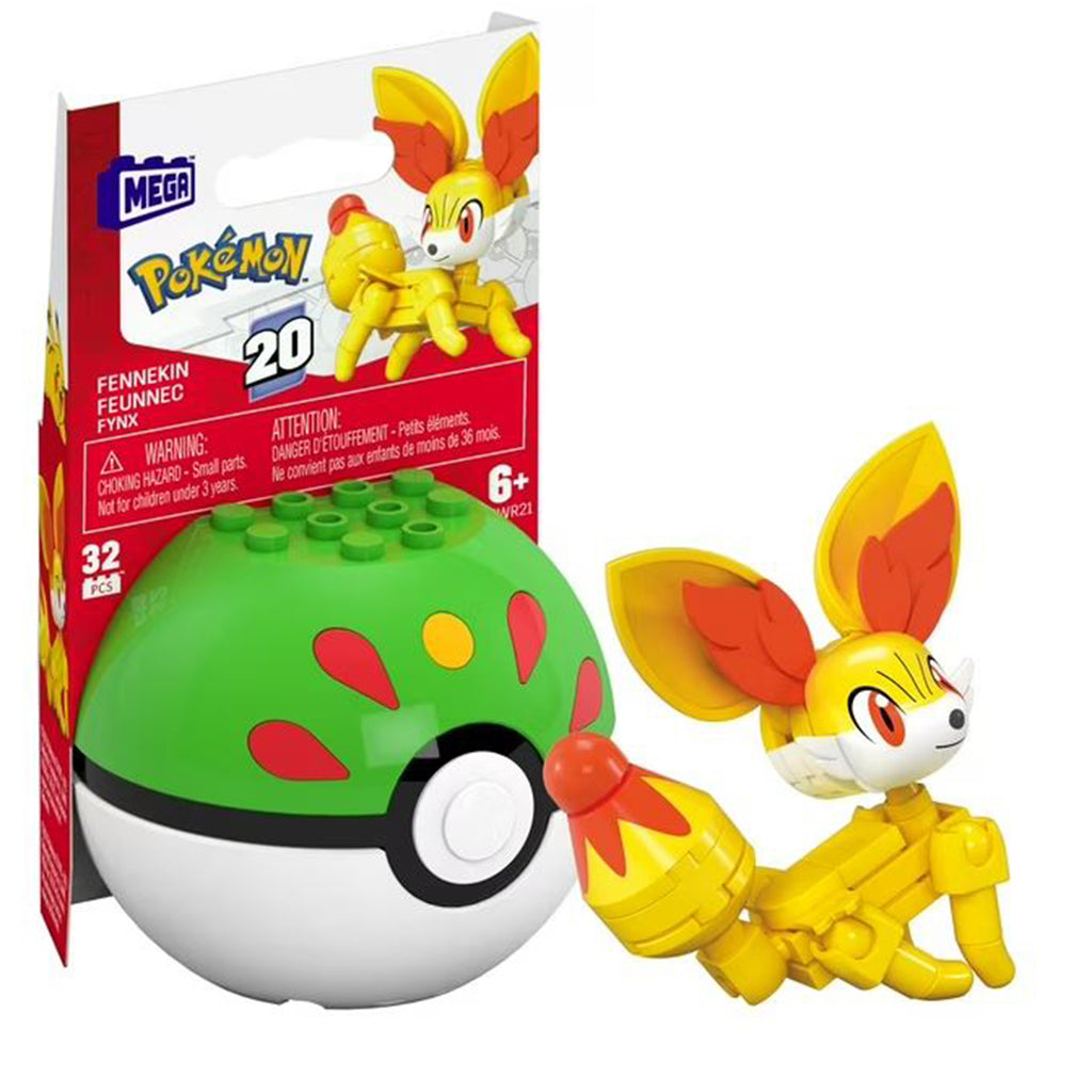 MEGA Pokemon Fennekin With Friend Ball Building Set - Radar Toys