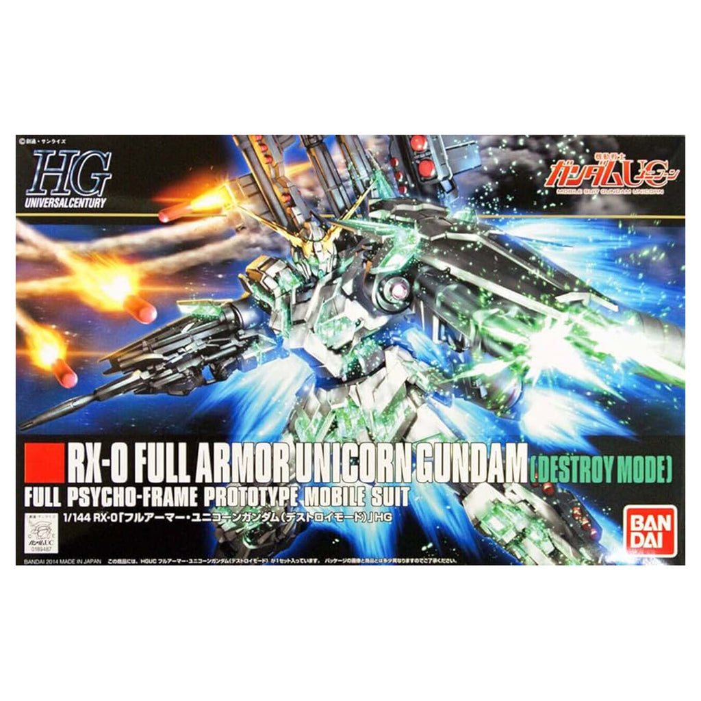 Bandai Gundam Universal Century HG Full Armor Unicorn Gundam Destroy Mode 144th Scale Model Kit - Radar Toys