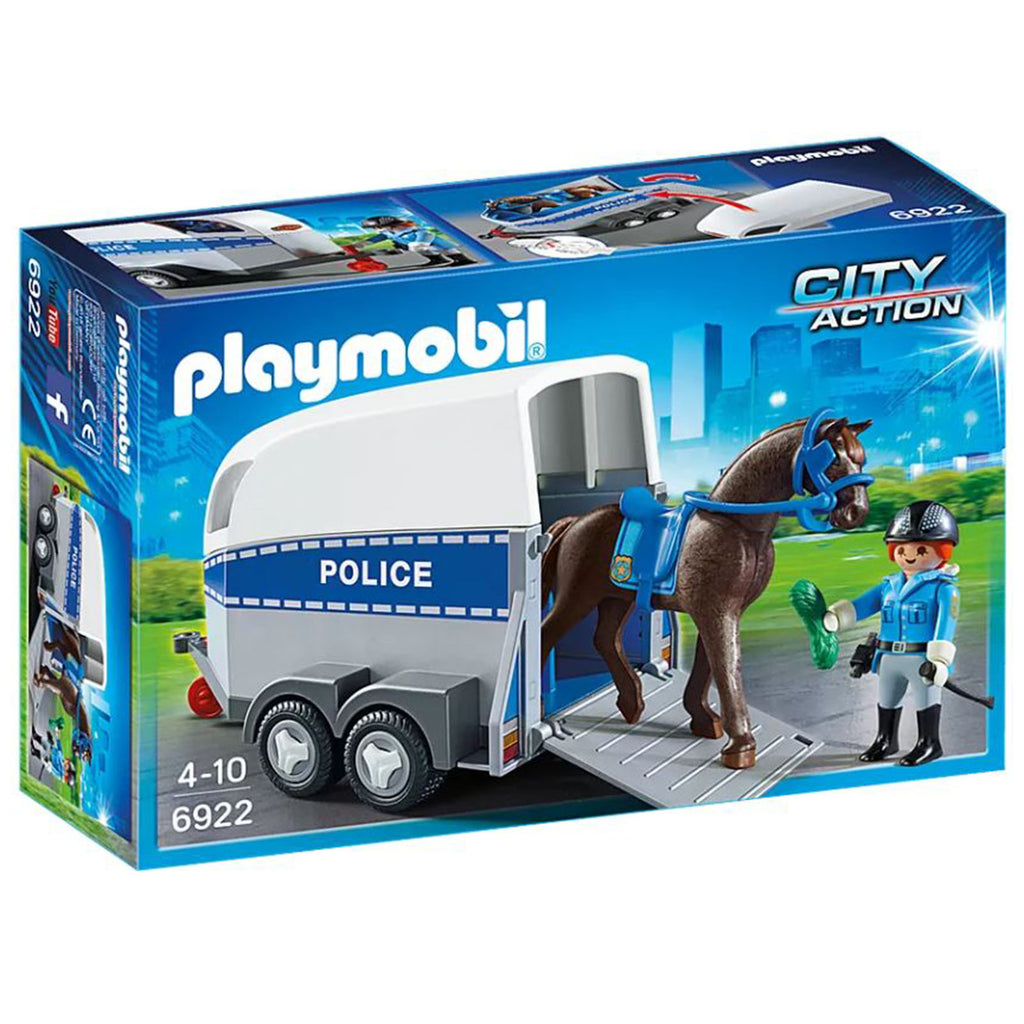 Playmobil City Action Police With Horse And Trailer Building Set 6922