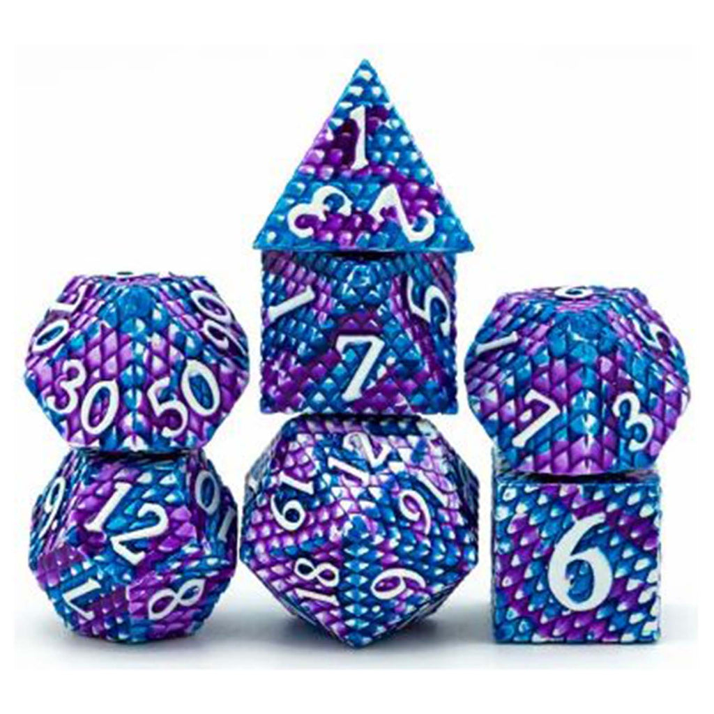 Foam Brain Dragon Scale Ice Metal 7 Piece Dice Set