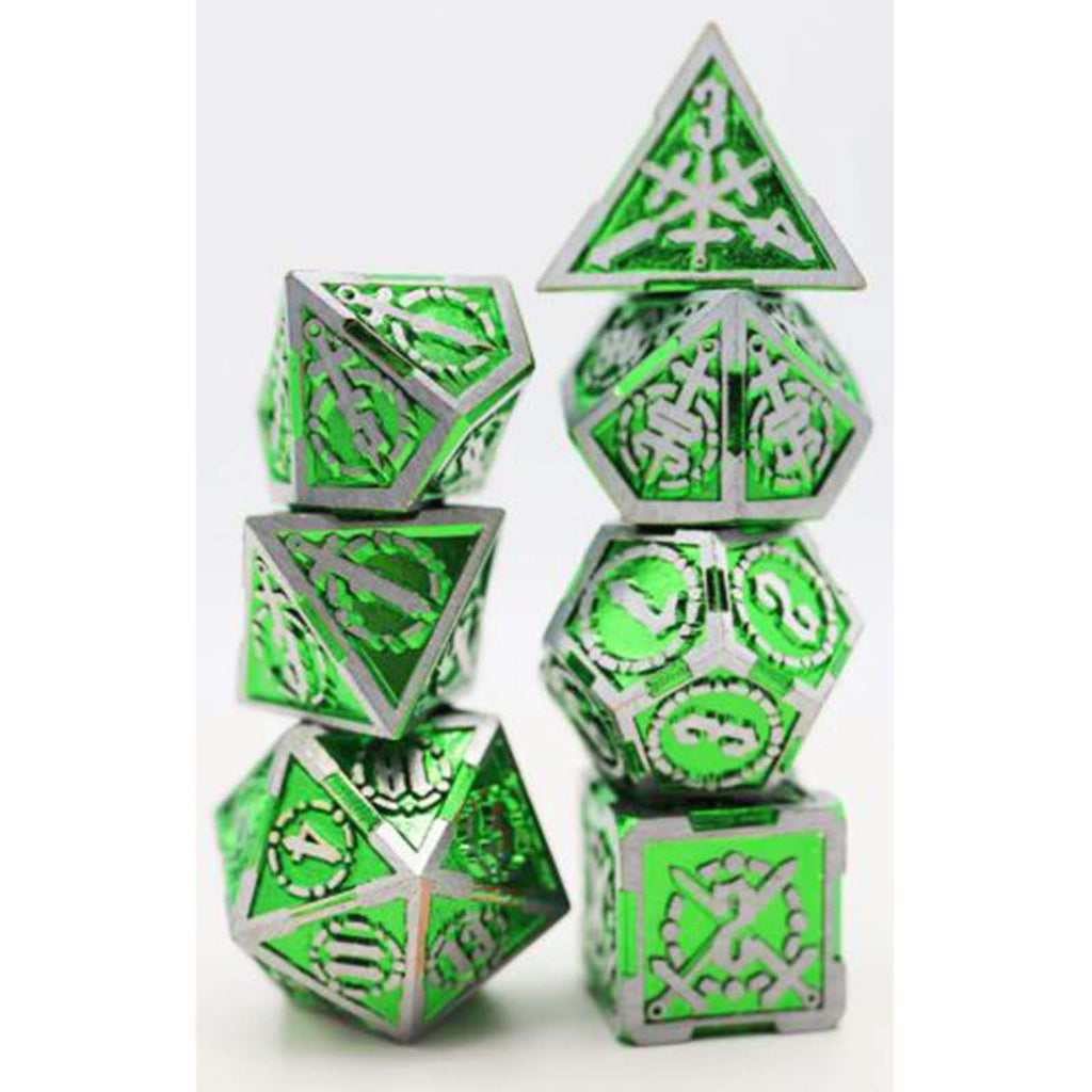 Foam Brain Crossed Swords Venom Sword Metal 7 Piece Dice Set