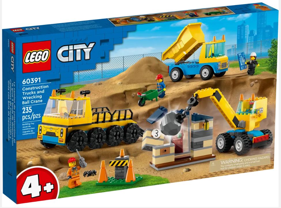 LEGO® City Construction Trucks And Wrecking Ball Crane Building Set 60391