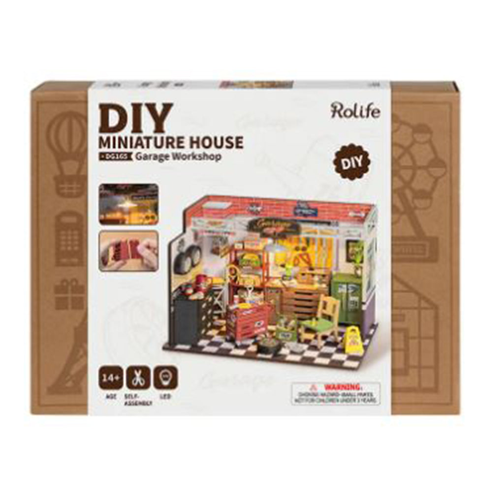 Robotime Rolife DIY Miniature House Garage Workshop Building Set
