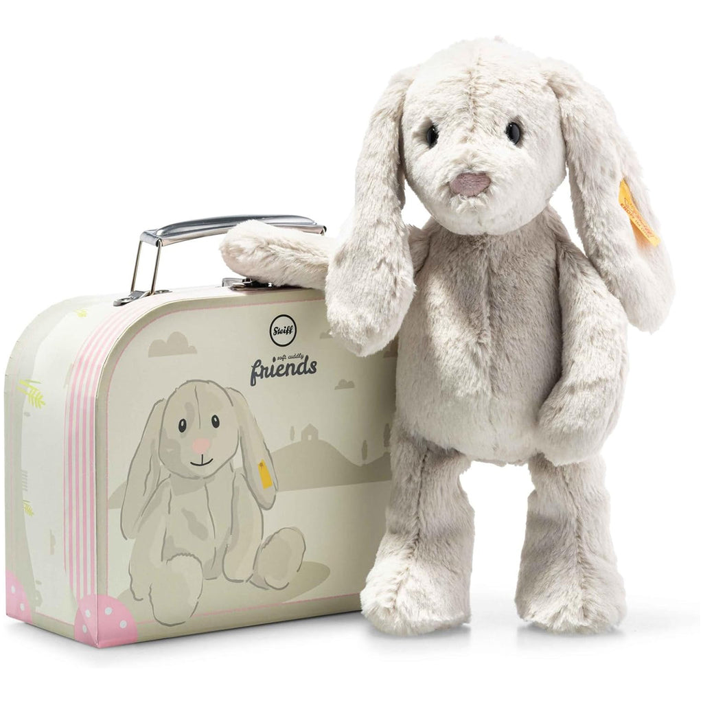 Steiff Hoppie Rabbit Light Grey In Suitcase Plush Set