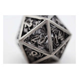Foam Brain Dragon Essence Silver Hollow Metal RPG Dice Set - Radar Toys